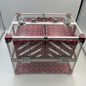 Caboodles x Barbie Neat Freak Train Case Clear & Pink Limited Edition Organizer